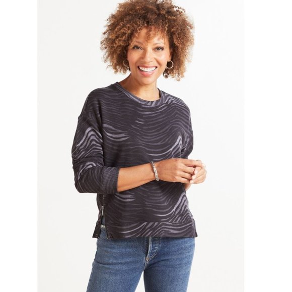 Rails | Tops | Rails Marlo Charcoal Watercolor Stripes Sweatshirt Size M | Poshmark